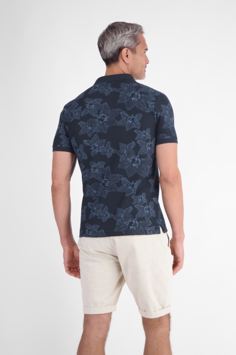 Lerros blauwe heren polo | Model achteraanzicht