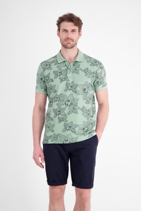 Lerros groene heren polo | Model vooraanzicht