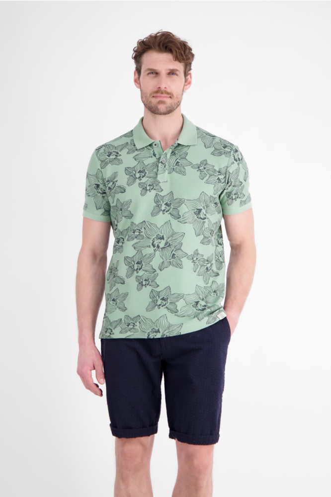Lerros groene heren polo | Model vooraanzicht