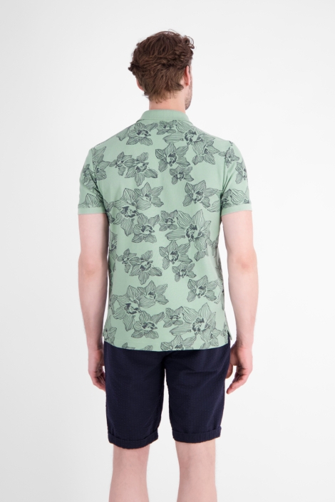Lerros groene heren polo | Model achteraanzicht
