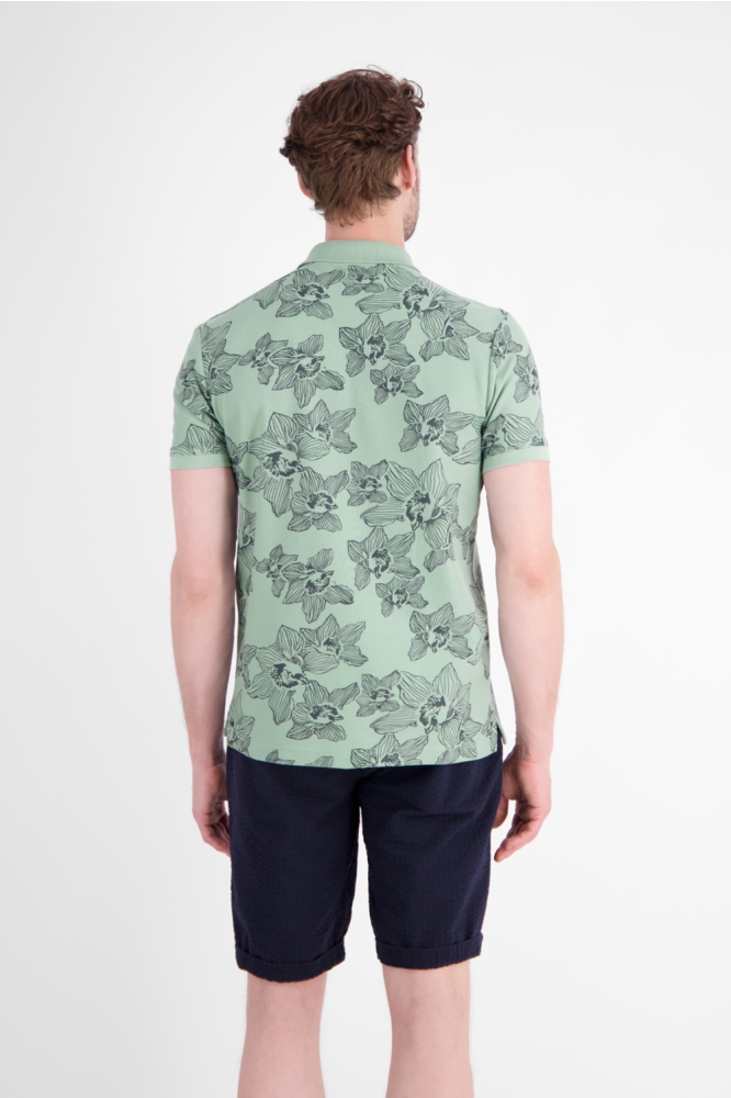 Lerros groene heren polo | Model achteraanzicht