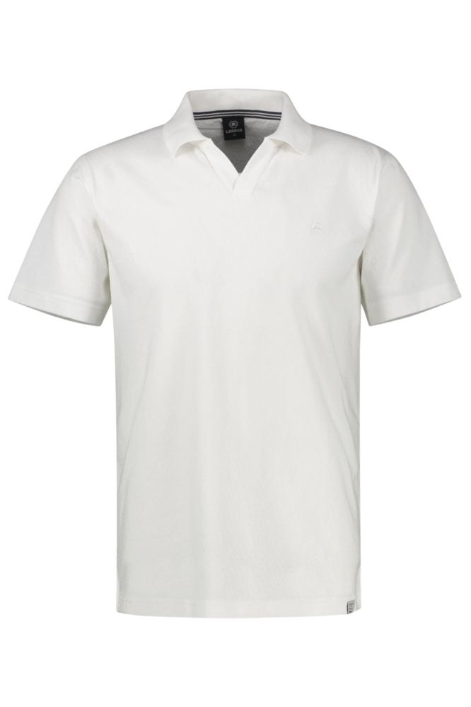 Lerros witte heren polo | Vooraanzicht