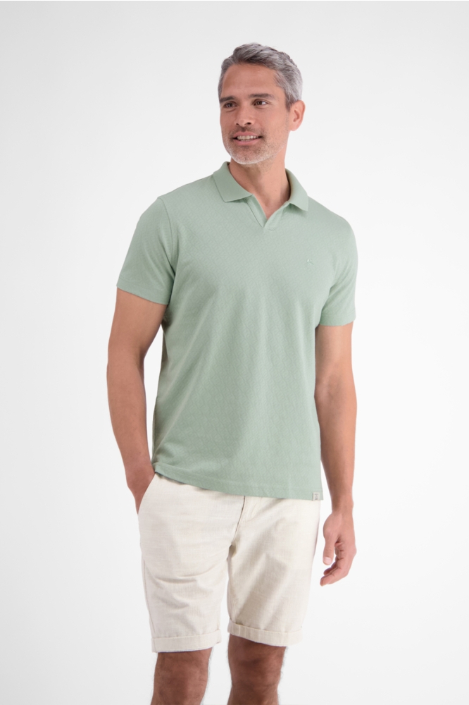 Lerros groene heren polo | Model vooraanzicht