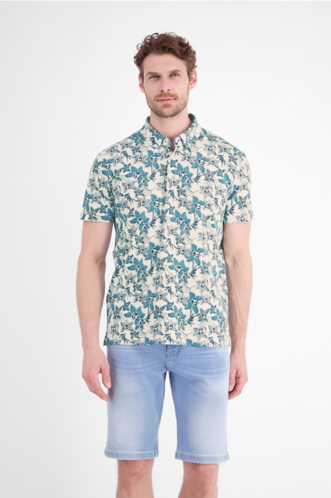 Lerros witte heren polo | Model vooraanzicht