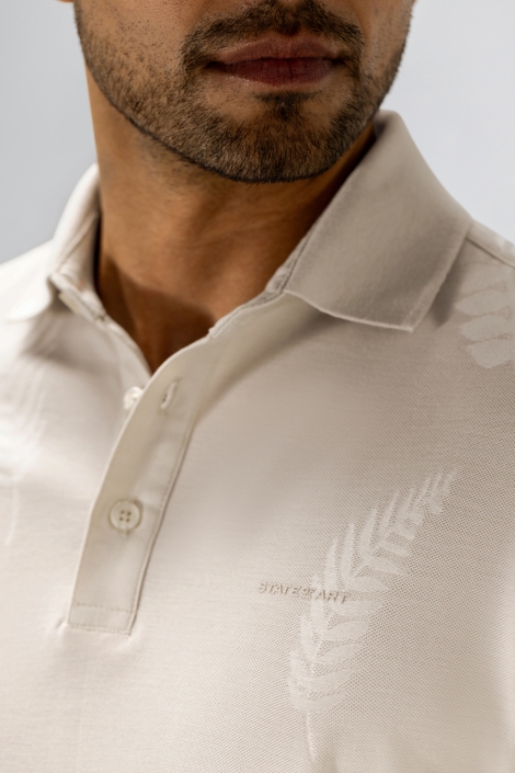 State of Art zand heren polo | Close up