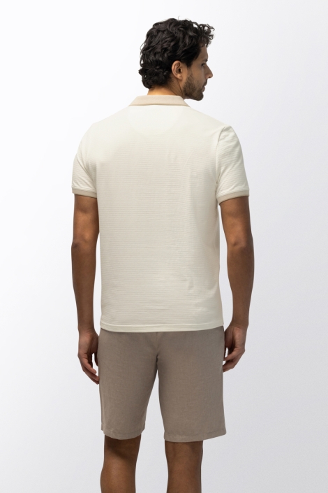 State of Art ecru heren polo | Model achteraanzicht