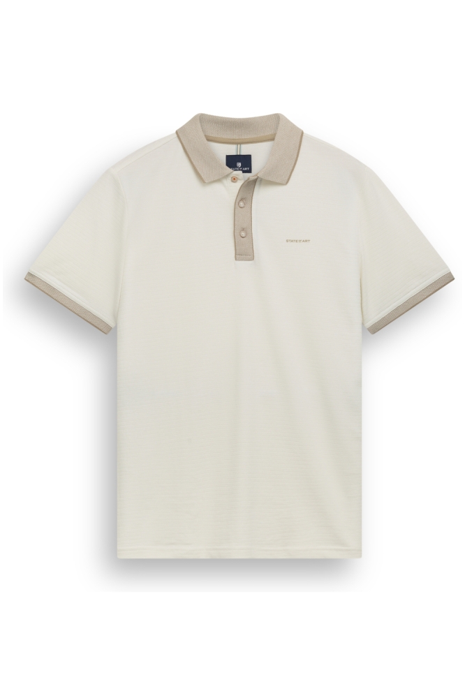 State of Art ecru heren polo | Vooraanzicht