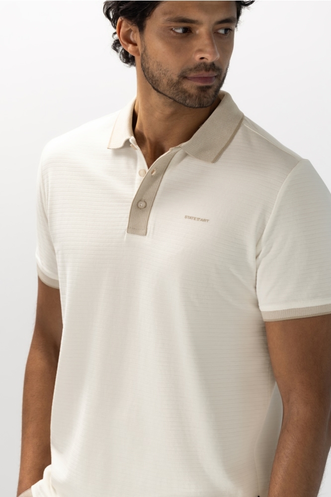 State of Art ecru heren polo | Close up