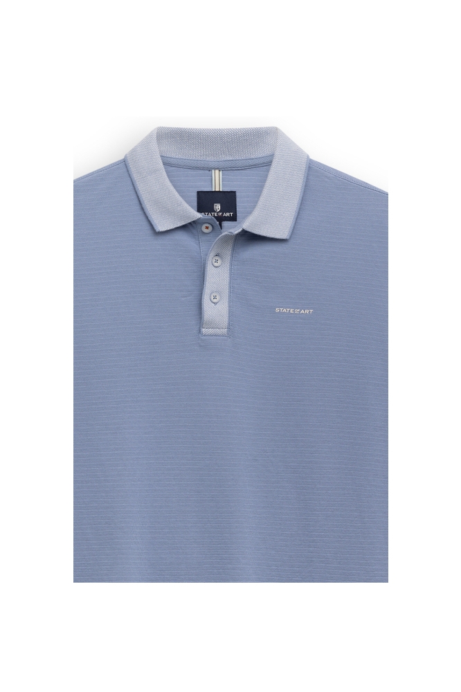 State of Art blauwe heren polo | Close up