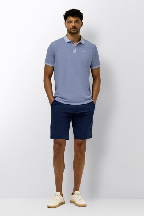 State of Art blauwe heren polo | Model vooraanzicht