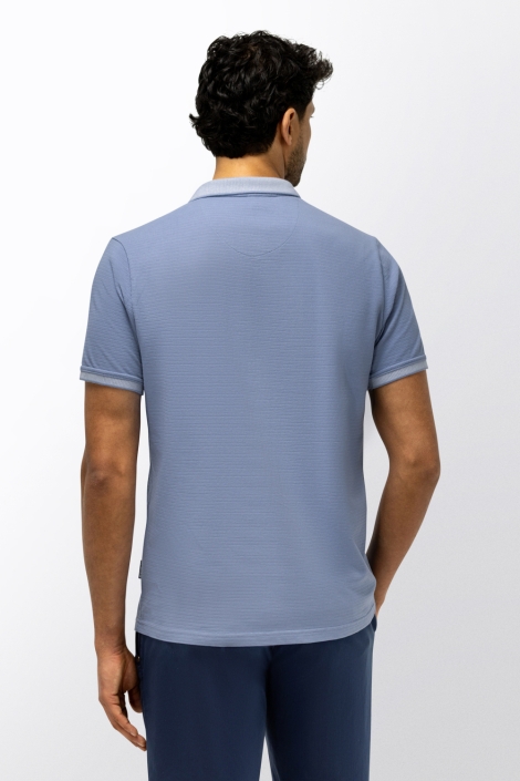 State of Art blauwe heren polo | Model achteraanzicht