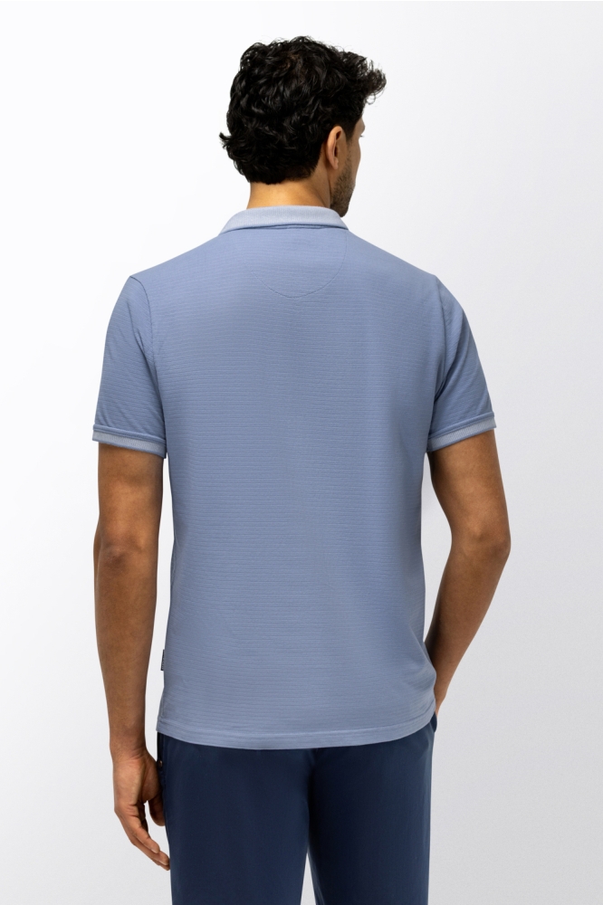 State of Art blauwe heren polo | Model achteraanzicht