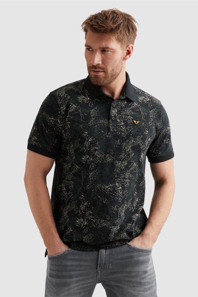 PME legend blauwe heren polo | Model vooraanzicht