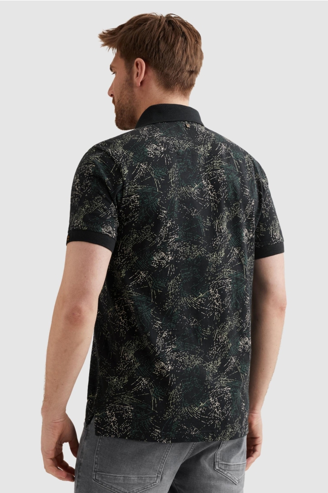 PME legend blauwe heren polo | Model achteraanzicht