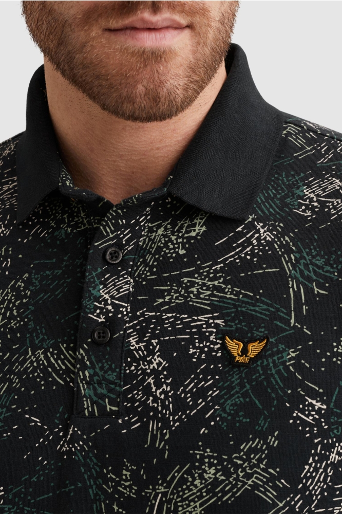 PME legend blauwe heren polo | Close up