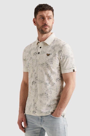 PME legend short sleeve polo slub jersey all Wit