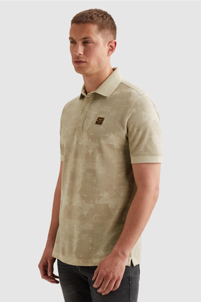 PME legend beige heren polo | Model vooraanzicht