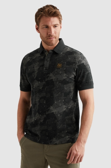 PME legend short sleeve polo printed two tone Blauw