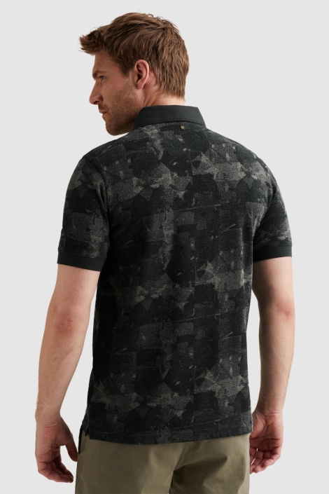 PME legend blauwe heren polo | Model achteraanzicht