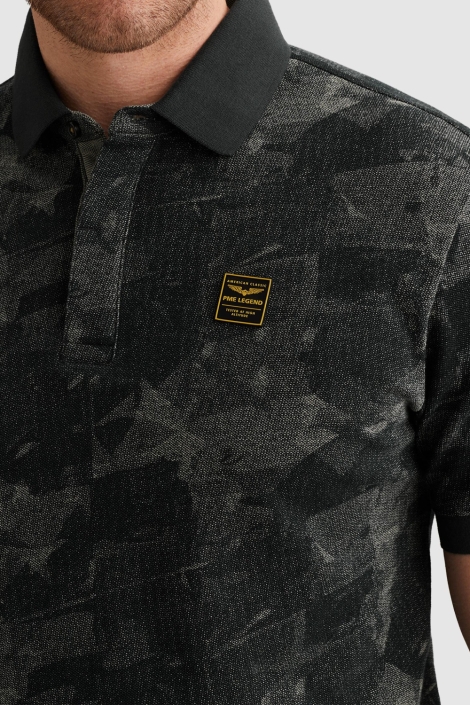 PME legend blauwe heren polo | Close up