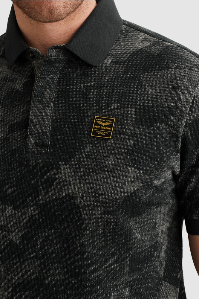 PME legend blauwe heren polo | Close up