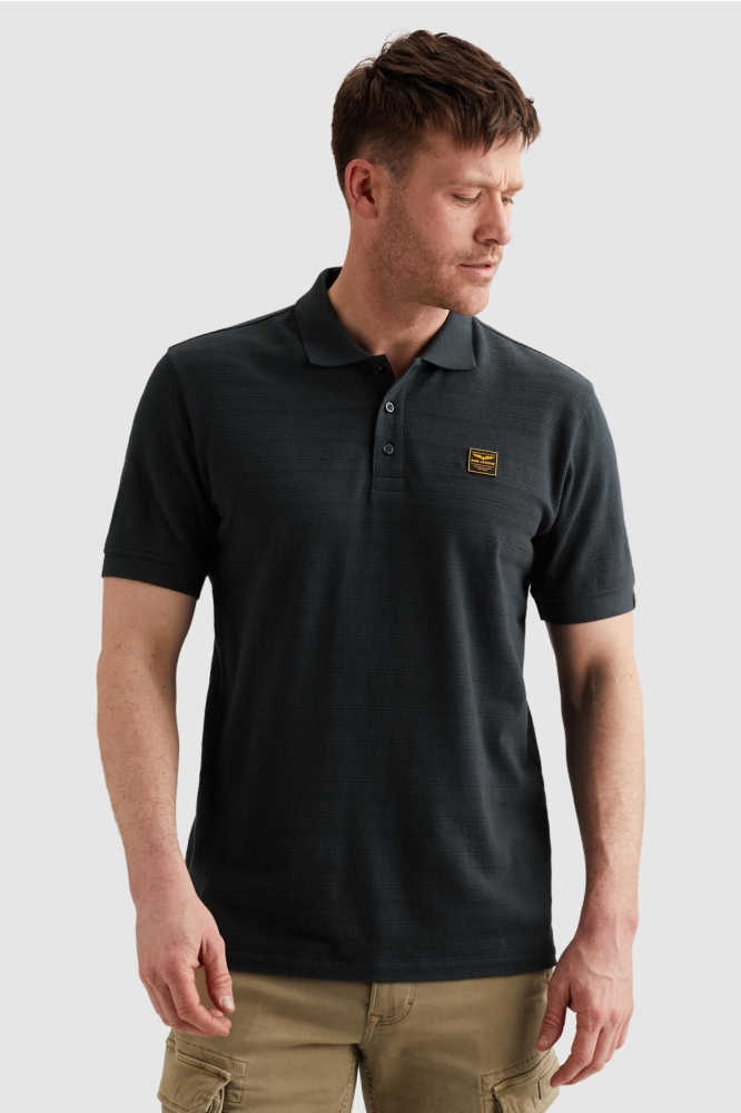 PME legend blauwe heren polo | Model vooraanzicht