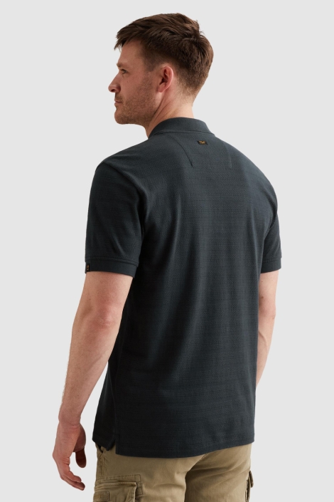 PME legend blauwe heren polo | Model achteraanzicht