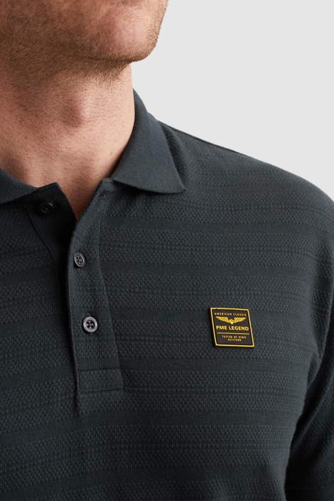 PME legend blauwe heren polo | Close up