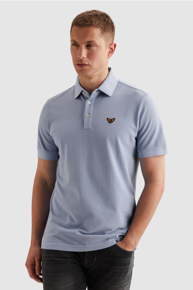 PME legend blauwe heren polo | Model vooraanzicht