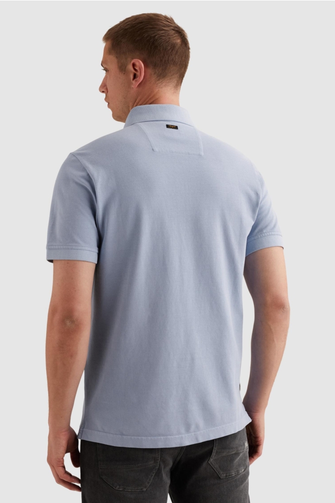 PME legend blauwe heren polo | Model achteraanzicht
