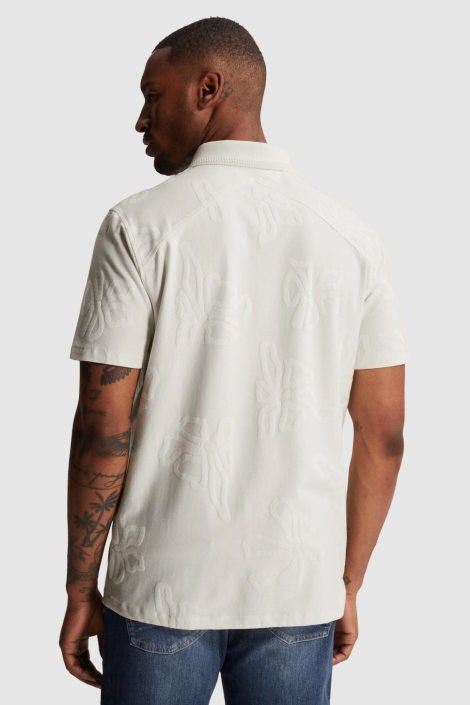 Cast Iron ecru heren polo | Model achteraanzicht