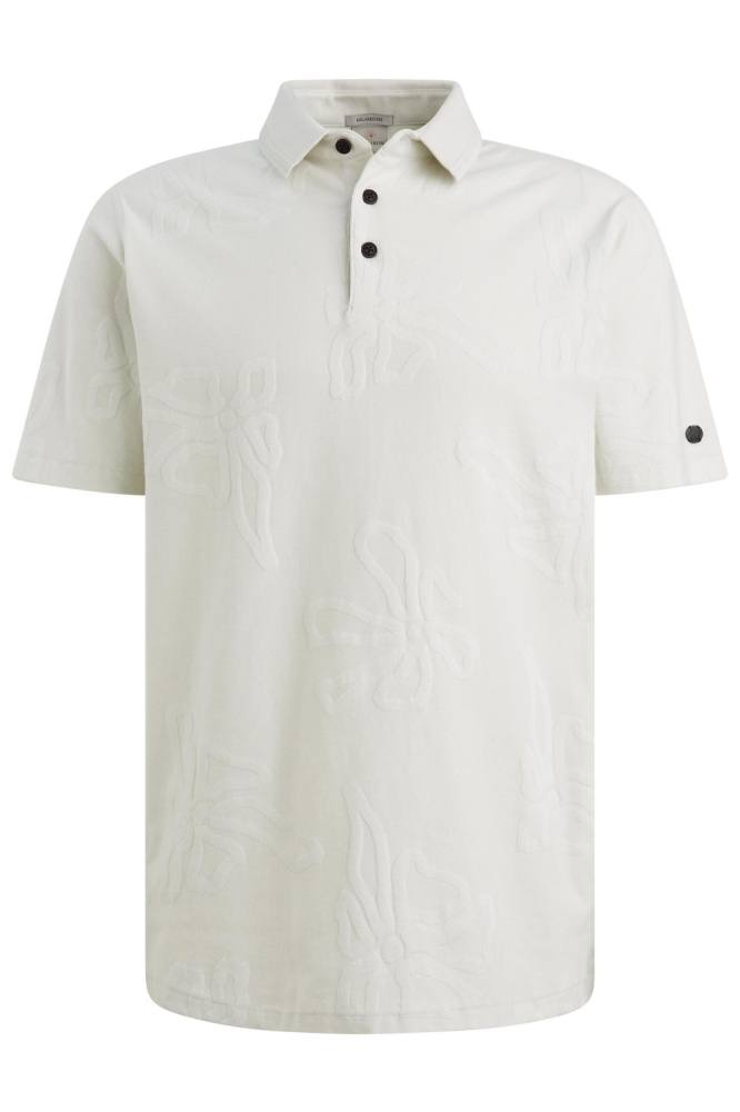 Cast Iron ecru heren polo | Vooraanzicht