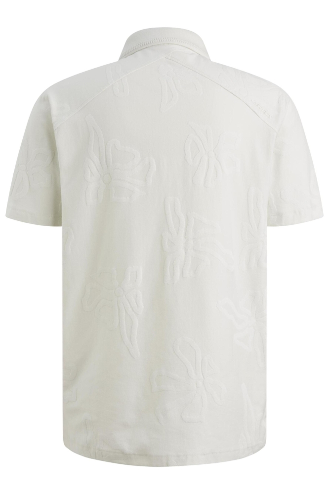Cast Iron ecru heren polo | Achteraanzicht