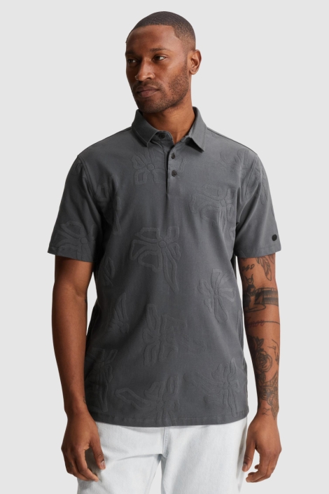 Cast Iron grijze heren polo | Model vooraanzicht
