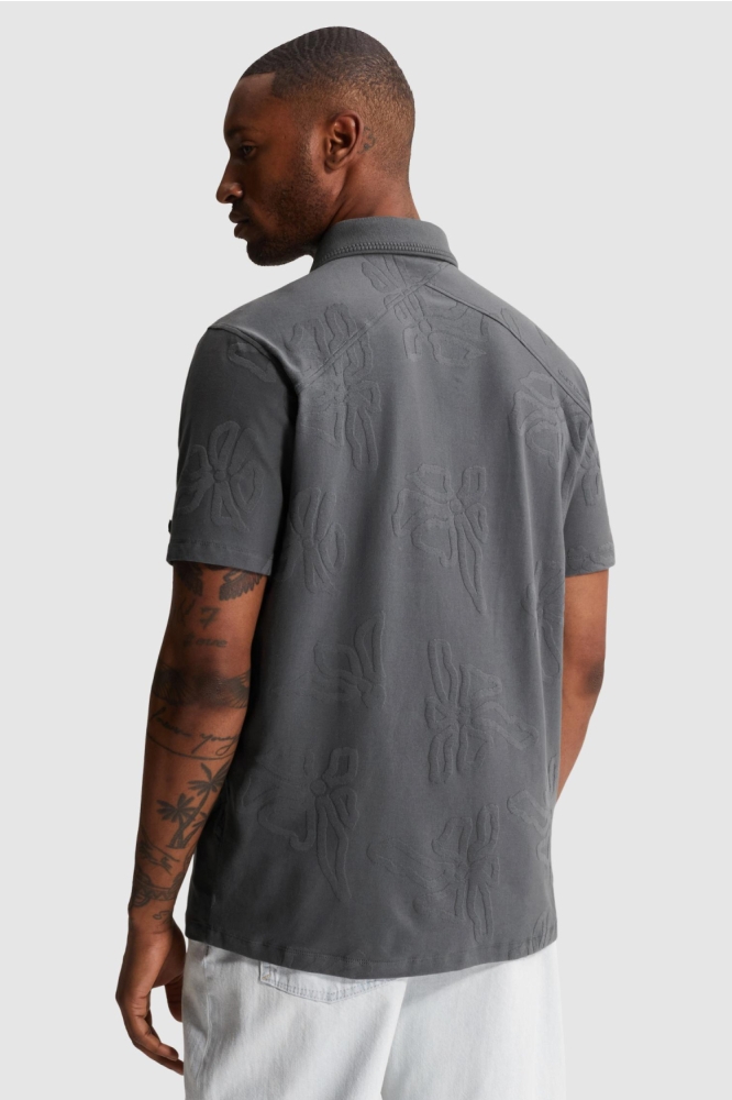 Cast Iron grijze heren polo | Model achteraanzicht