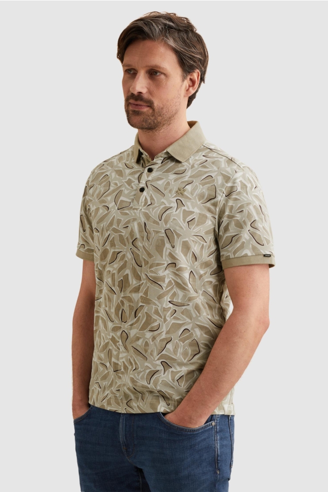 Vanguard beige heren polo | Model vooraanzicht