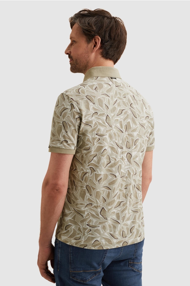 Vanguard beige heren polo | Model achteraanzicht