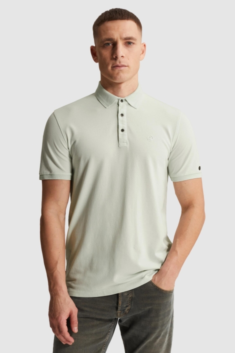 Cast Iron ecru heren polo | Model vooraanzicht
