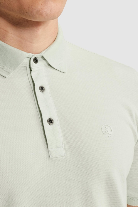 Cast Iron ecru heren polo | Close up