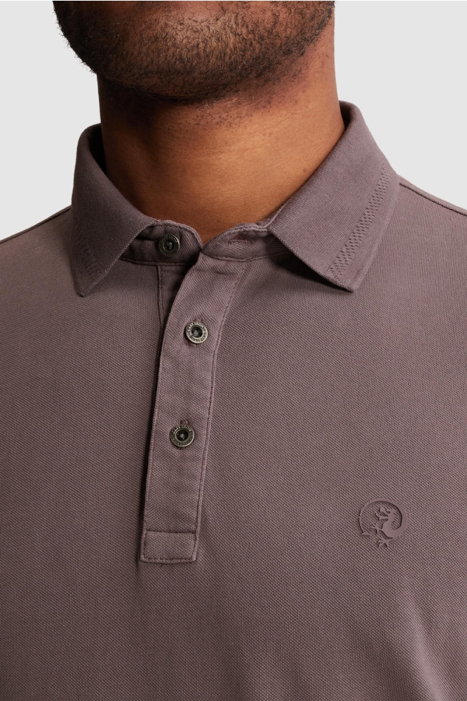 Cast Iron bordeaux heren polo | Close up