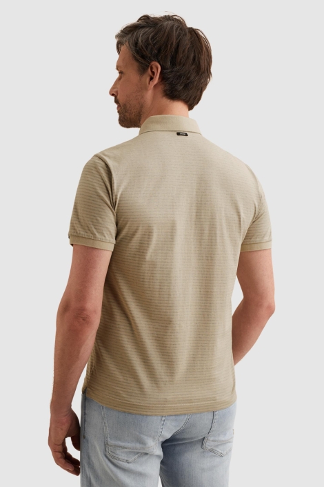 Vanguard taupe heren polo | Model achteraanzicht