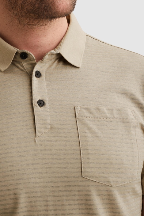 Vanguard taupe heren polo | Close up