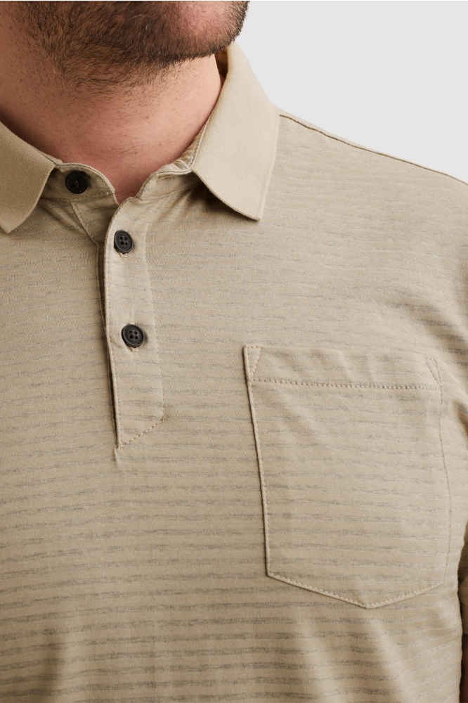 Vanguard taupe heren polo | Close up