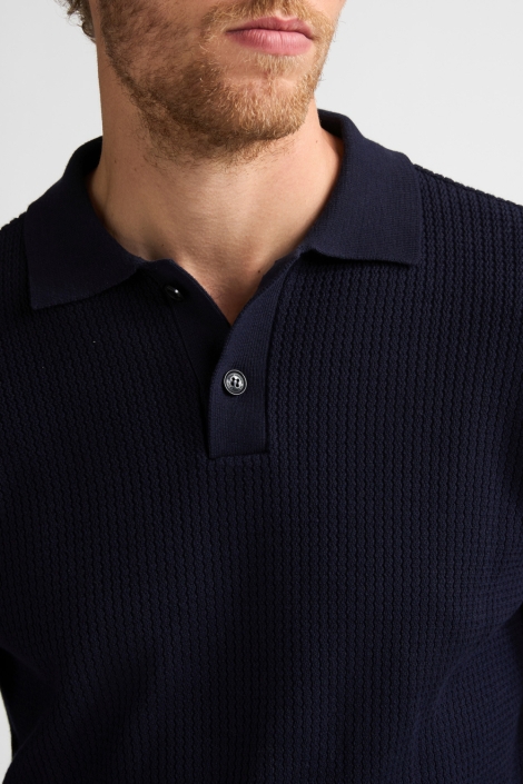 Petrol Industries blauwe heren polo | Close up