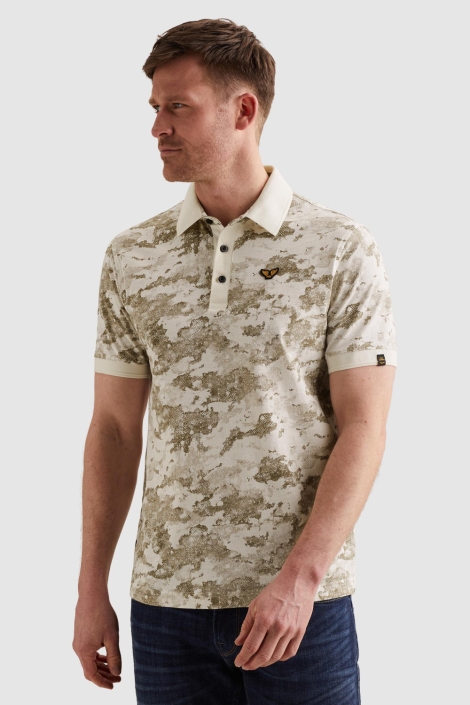 PME legend ecru heren polo | Model zijaanzicht