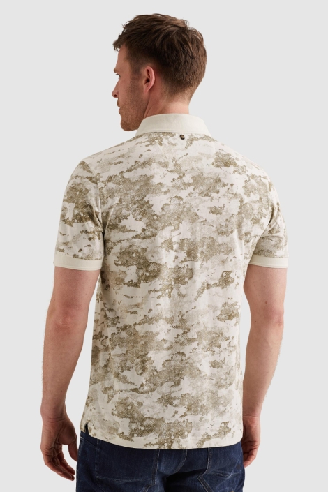 PME legend ecru heren polo | Model achteraanzicht