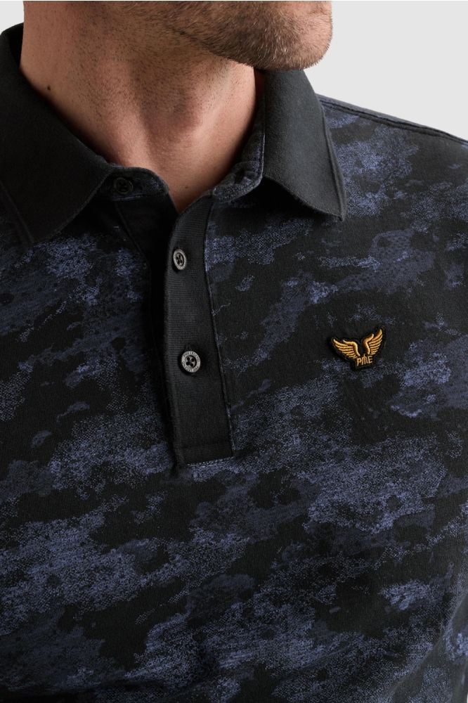 PME legend blauwe heren polo | Close up