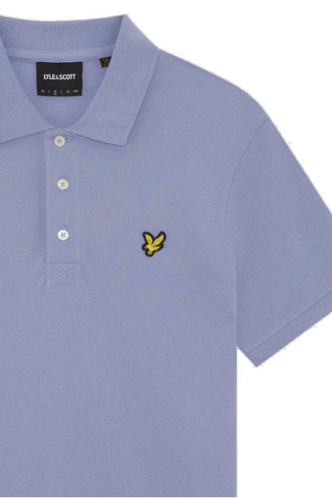 Lyle & Scott blauwe heren polo | Close up