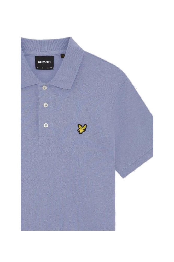 Lyle & Scott blauwe heren polo | Close up