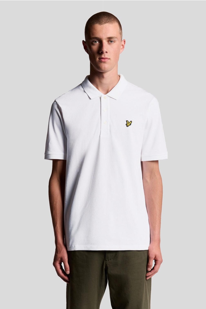 Lyle & Scott witte heren polo | Model vooraanzicht